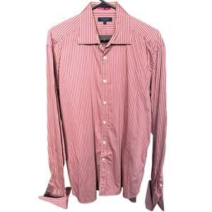 Ted Baker London Pink and Gold Striped Button Down Long Sleeve Shirt - 5 (XL)